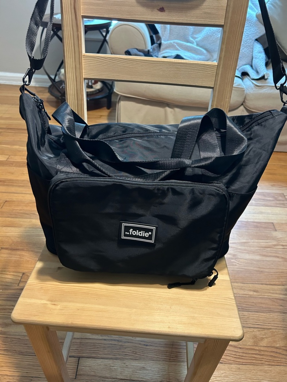 Foldie Black Men's Duffel Bag with Detachable Shoulder Strap